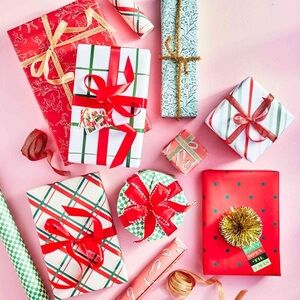 Festive Gift Wrap Set - Red, Green, and Gold
